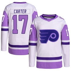 Youth Adidas Philadelphia Flyers Jeff Carter Hockey Fights Cancer Primegreen Jersey - White/Purple Authentic