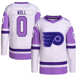 Youth Adidas Philadelphia Flyers Joseph Woll Hockey Fights Cancer Primegreen Jersey - White/Purple Authentic