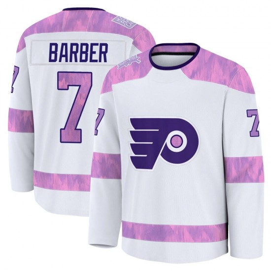 Youth Fanatics Philadelphia Flyers Bill Barber 2024 Hockey Fights Cancer Practice Jersey - White Premium