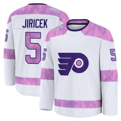 Youth Fanatics Philadelphia Flyers David Jiricek 2024 Hockey Fights Cancer Practice Jersey - White Premium