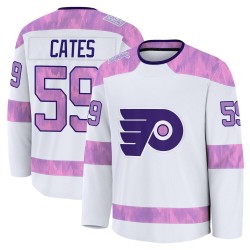 Youth Fanatics Philadelphia Flyers Jackson Cates 2024 Hockey Fights Cancer Practice Jersey - White Premium