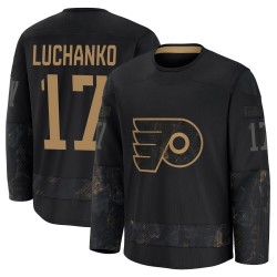 Youth Fanatics Philadelphia Flyers Jett Luchanko 2024 Military Appreciation Practice Jersey - Black Premium