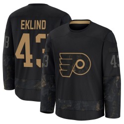 Youth Fanatics Philadelphia Flyers Oscar Eklind 2024 Military Appreciation Practice Jersey - Black Premium