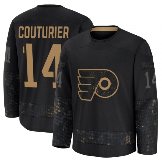 Youth Fanatics Philadelphia Flyers Sean Couturier 2024 Military Appreciation Practice Jersey - Black Premium