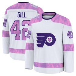 Youth Fanatics Philadelphia Flyers Spencer Gill 2024 Hockey Fights Cancer Practice Jersey - White Premium