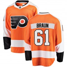 Youth Fanatics Branded Philadelphia Flyers Justin Braun Home Jersey - Orange Breakaway