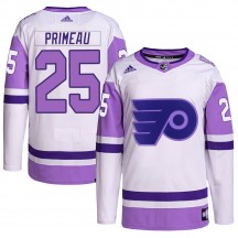 Adidas Philadelphia Flyers Keith Primeau Hockey Fights Cancer Primegreen Jersey - White/Purple Authentic
