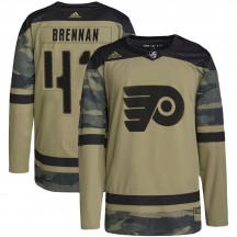 Youth Adidas Philadelphia Flyers T.J. Brennan Military Appreciation Practice Jersey - Camo Authentic