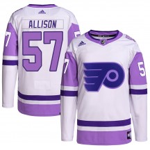 Youth Adidas Philadelphia Flyers Wade Allison Hockey Fights Cancer Primegreen Jersey - White/Purple Authentic