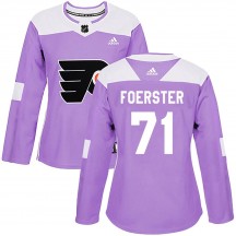 Women's Adidas Philadelphia Flyers Tyson Foerster Fights Cancer Practice Jersey - Purple Authentic
