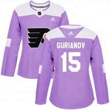 Women's Adidas Philadelphia Flyers Denis Gurianov Fights Cancer Practice Jersey - Purple Authentic