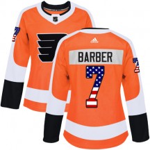 Women's Adidas Philadelphia Flyers Bill Barber USA Flag Fashion Jersey - Orange Authentic