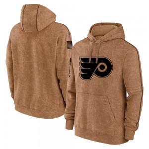 Youth Philadelphia Flyers 2023 Salute to Service Club Pullover Hoodie - Brown