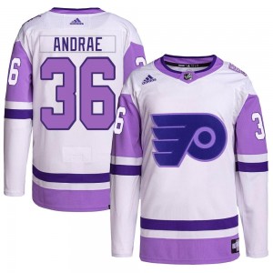 Adidas Philadelphia Flyers Emil Andrae Hockey Fights Cancer Primegreen Jersey - White/Purple Authentic