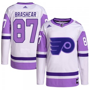 Adidas Philadelphia Flyers Donald Brashear Hockey Fights Cancer Primegreen Jersey - White/Purple Authentic