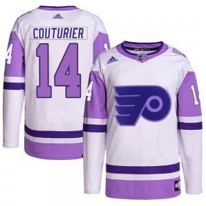 Adidas Philadelphia Flyers Sean Couturier Hockey Fights Cancer Primegreen Jersey - White/Purple Authentic