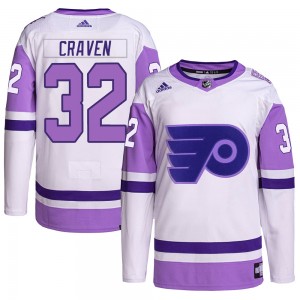 Adidas Philadelphia Flyers Murray Craven Hockey Fights Cancer Primegreen Jersey - White/Purple Authentic