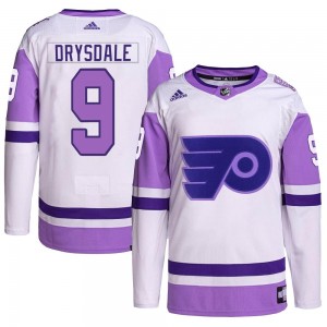 Adidas Philadelphia Flyers Jamie Drysdale Hockey Fights Cancer Primegreen Jersey - White/Purple Authentic