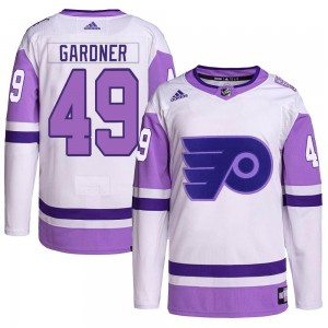 Adidas Philadelphia Flyers Rhett Gardner Hockey Fights Cancer Primegreen Jersey - White/Purple Authentic