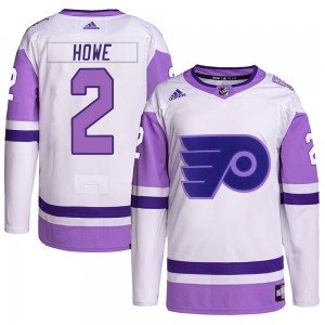 Adidas Philadelphia Flyers Mark Howe Hockey Fights Cancer Primegreen Jersey - White/Purple Authentic