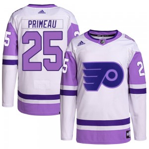 Adidas Philadelphia Flyers Keith Primeau Hockey Fights Cancer Primegreen Jersey - White/Purple Authentic