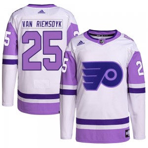 Adidas Philadelphia Flyers James van Riemsdyk Hockey Fights Cancer Primegreen Jersey - White/Purple Authentic
