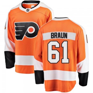 Fanatics Branded Philadelphia Flyers Justin Braun Home Jersey - Orange Breakaway