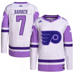 Youth Adidas Philadelphia Flyers Bill Barber Hockey Fights Cancer Primegreen Jersey - White/Purple Authentic