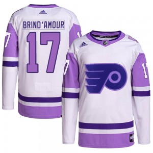 Youth Adidas Philadelphia Flyers Rod Brind'amour Rod Brind'Amour Hockey Fights Cancer Primegreen Jersey - White/Purple Authentic
