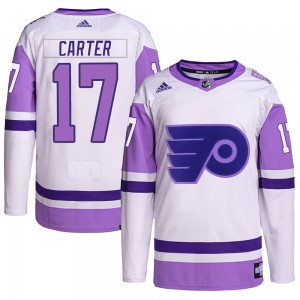 Youth Adidas Philadelphia Flyers Jeff Carter Hockey Fights Cancer Primegreen Jersey - White/Purple Authentic