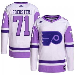 Youth Adidas Philadelphia Flyers Tyson Foerster Hockey Fights Cancer Primegreen Jersey - White/Purple Authentic