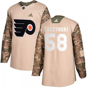 Youth Adidas Philadelphia Flyers Tanner Laczynski Veterans Day Practice Jersey - Camo Authentic