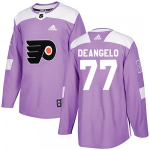 Adidas Philadelphia Flyers Tony DeAngelo Fights Cancer Practice Jersey - Purple Authentic