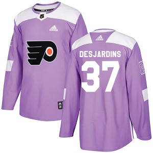 Adidas Philadelphia Flyers Eric Desjardins Fights Cancer Practice Jersey - Purple Authentic