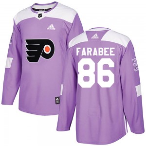Adidas Philadelphia Flyers Joel Farabee Fights Cancer Practice Jersey - Purple Authentic