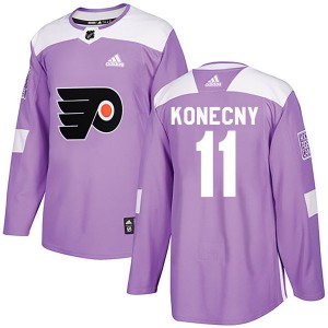 Adidas Philadelphia Flyers Travis Konecny Fights Cancer Practice Jersey - Purple Authentic