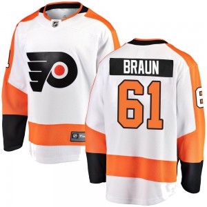 Fanatics Branded Philadelphia Flyers Justin Braun Away Jersey - White Breakaway