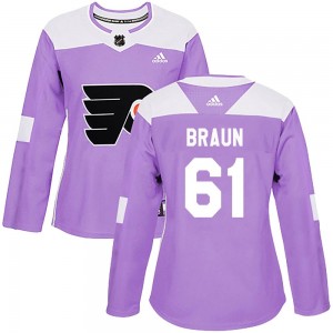 Women's Adidas Philadelphia Flyers Justin Braun Fights Cancer Practice Jersey - Purple Authentic