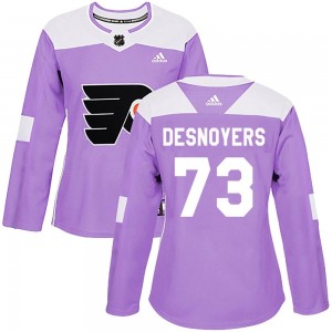 Women's Adidas Philadelphia Flyers Elliot Desnoyers Fights Cancer Practice Jersey - Purple Authentic