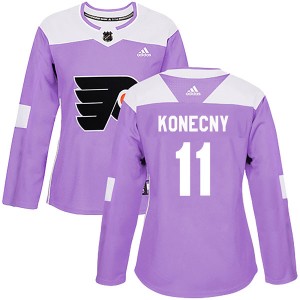 Women's Adidas Philadelphia Flyers Travis Konecny Fights Cancer Practice Jersey - Purple Authentic