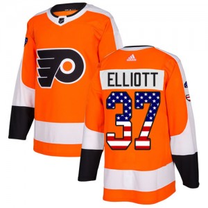 Adidas Philadelphia Flyers Brian Elliott USA Flag Fashion Jersey - Orange Authentic