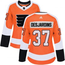 Women's Adidas Philadelphia Flyers Eric Desjardins Home Jersey - Orange Authentic