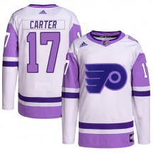 Adidas Philadelphia Flyers Jeff Carter Hockey Fights Cancer Primegreen Jersey - White/Purple Authentic