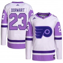 Adidas Philadelphia Flyers Karsen Dorwart Hockey Fights Cancer Primegreen Jersey - White/Purple Authentic