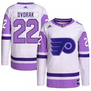 Adidas Philadelphia Flyers Christian Dvorak Hockey Fights Cancer Primegreen Jersey - White/Purple Authentic
