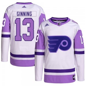 Adidas Philadelphia Flyers Adam Ginning Hockey Fights Cancer Primegreen Jersey - White/Purple Authentic