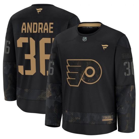 Youth Fanatics Philadelphia Flyers Emil Andrae 2024 Military Appreciation Practice Jersey - Black Premium