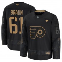 Youth Fanatics Philadelphia Flyers Justin Braun 2024 Military Appreciation Practice Jersey - Black Premium