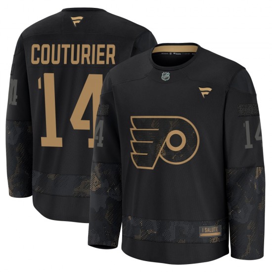 Youth Fanatics Philadelphia Flyers Sean Couturier 2024 Military Appreciation Practice Jersey - Black Premium