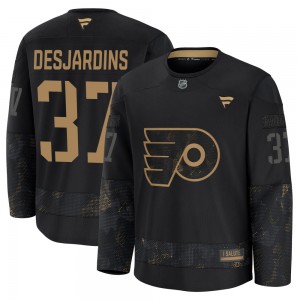 Youth Fanatics Philadelphia Flyers Eric Desjardins 2024 Military Appreciation Practice Jersey - Black Premium